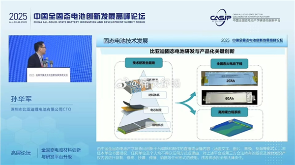 比亚迪:2027年全固态电池批量装车 2030年大规模量产